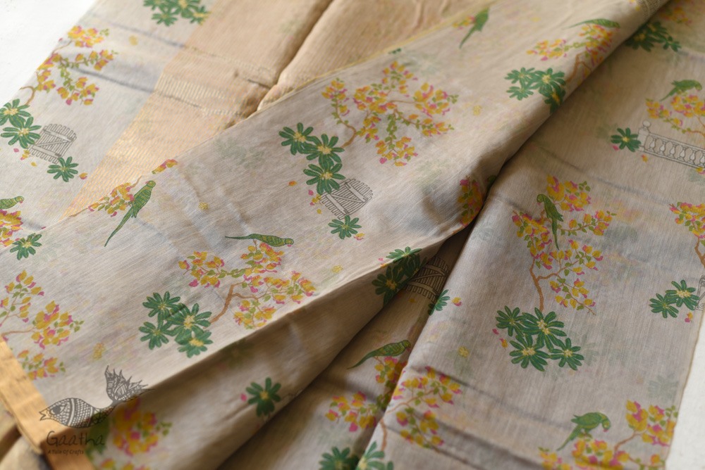 Handloom Printed Chanderi Saree