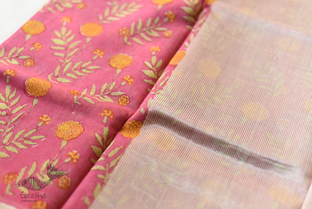 Handloom Printed Chanderi Saree