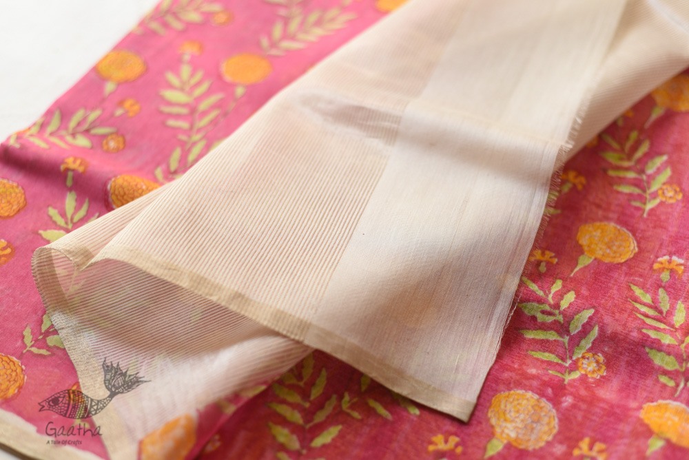 Handloom Printed Chanderi Saree