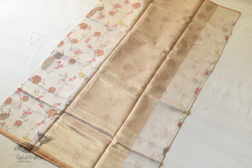 Handloom Roses Printed Chanderi Saree