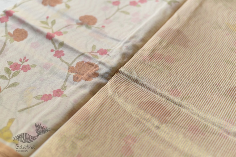 Handloom Roses Printed Chanderi Saree