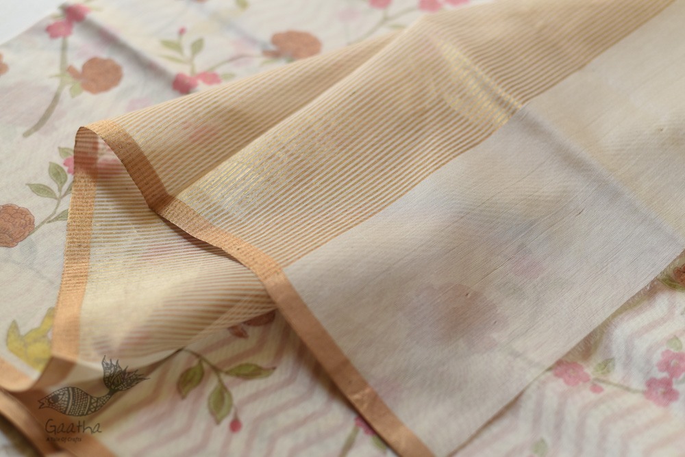 Handloom Roses Printed Chanderi Saree