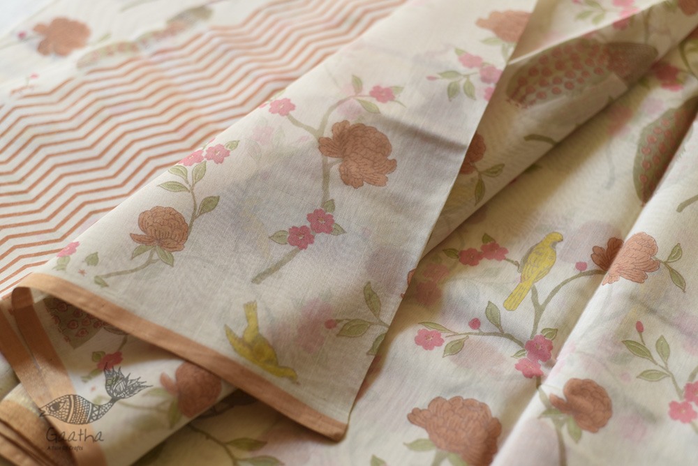 Handloom Roses Printed Chanderi Saree