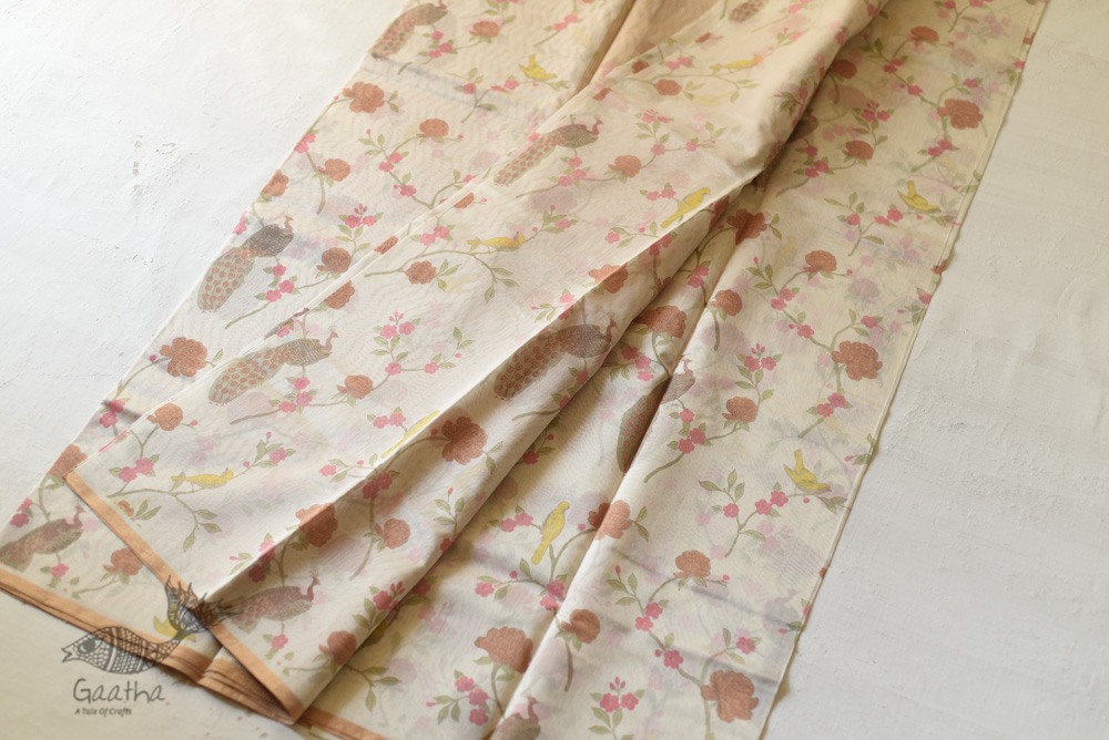 Handloom Roses Printed Chanderi Saree