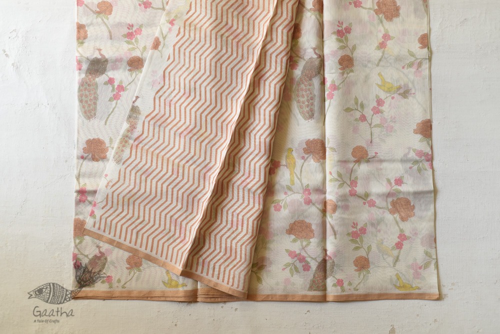 Handloom Roses Printed Chanderi Saree