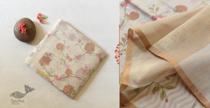 Handloom Roses Printed Chanderi Saree