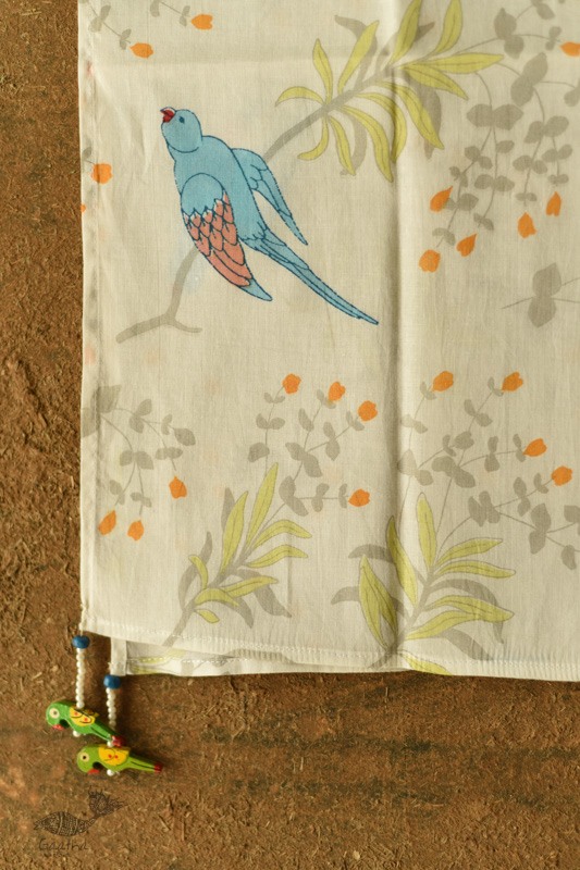 shop hand block printed stoles - white