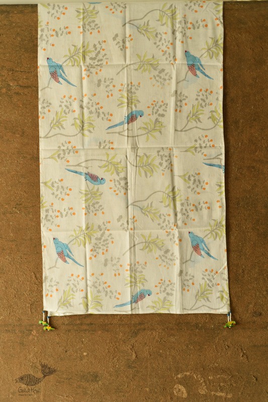 shop hand block printed stoles - white