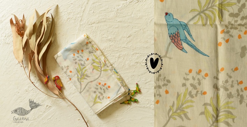 shop hand block printed stoles - white