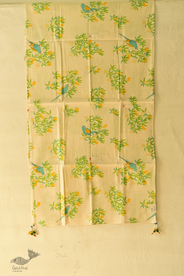 shop Printed Cotton Stole Parrot Bird Motif