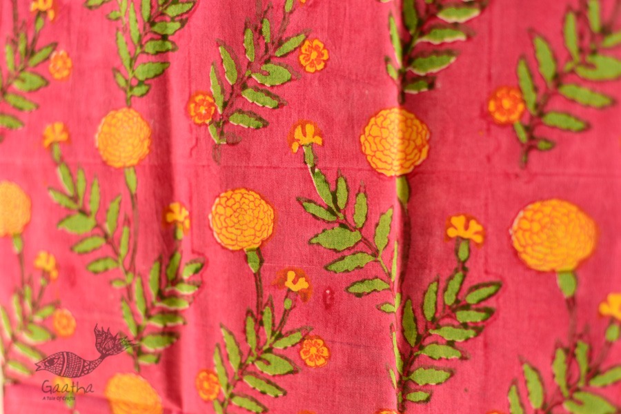 shop Hand Block Printed Cotton Rani Pink Stole