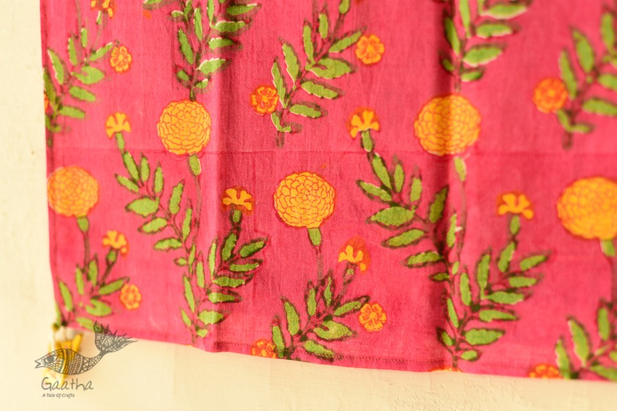 shop Hand Block Printed Cotton Rani Pink Stole