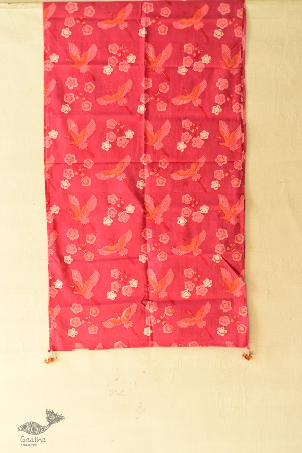 shop Hand Block Printed Cotton Dark Pink Stole