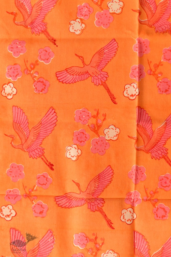 shop Hand Block Printed Cotton Orange Stole