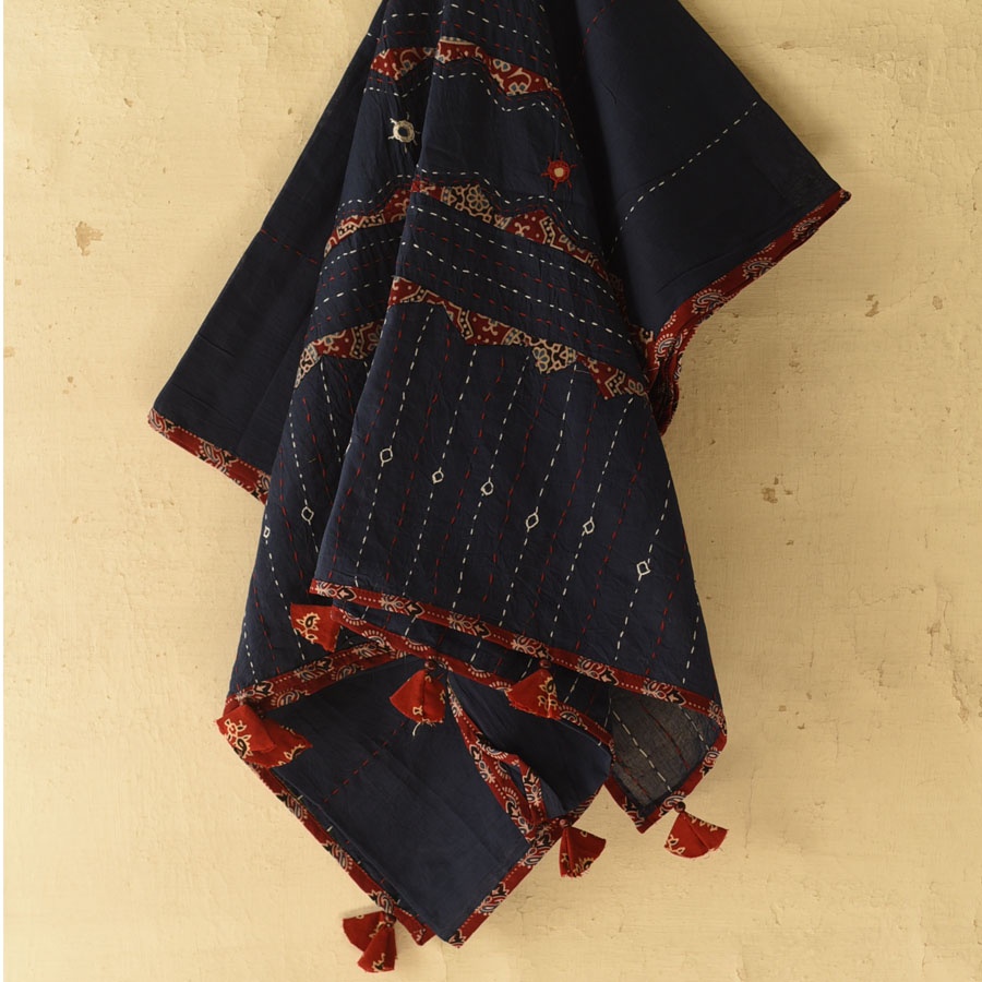 Cotton Ajrakh dupatta Navy Blue