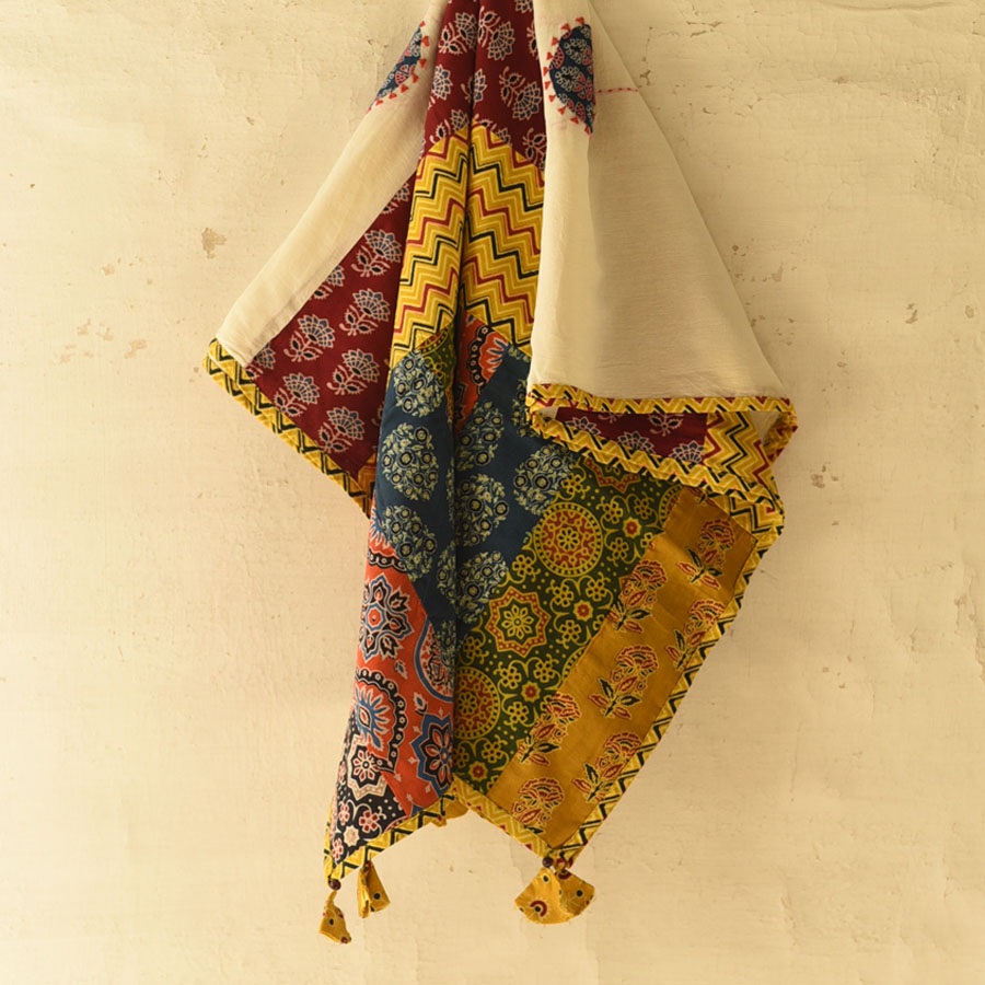 Embroidered and Patchwork Cotton Dupatta (Two Options)