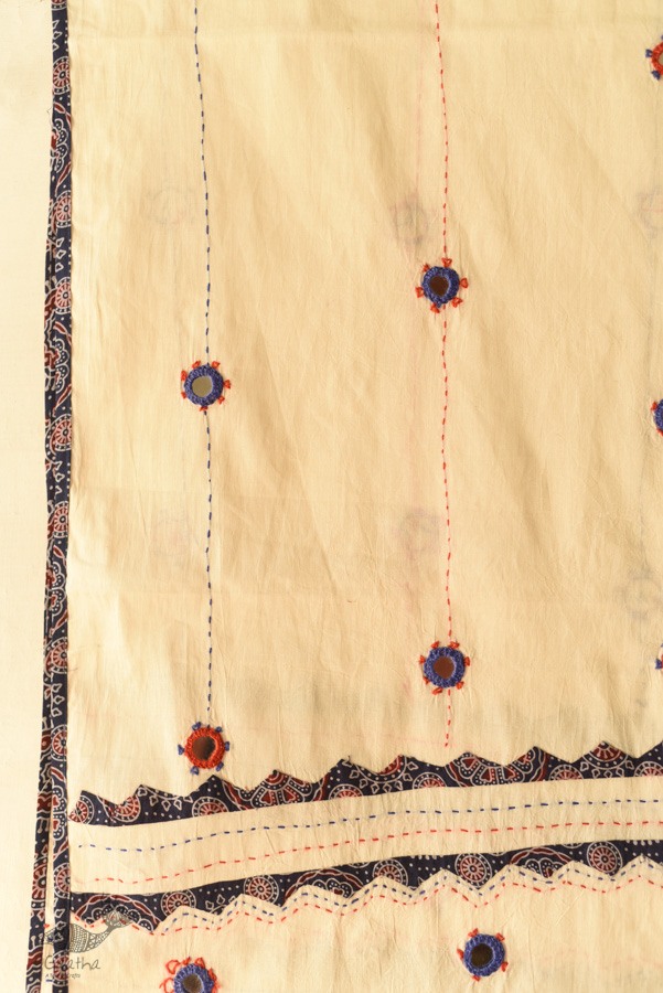 Cotton Ajrakh Applique dupatta