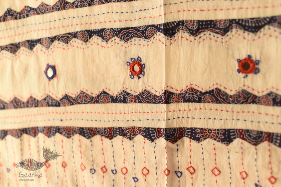 Cotton Ajrakh Applique dupatta