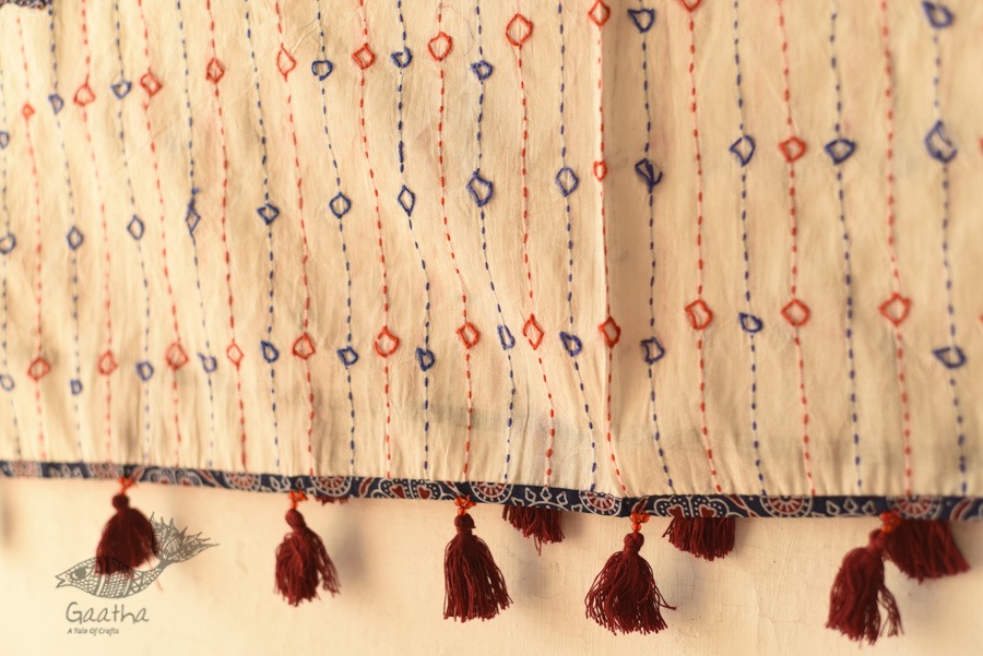 Cotton Ajrakh Applique dupatta