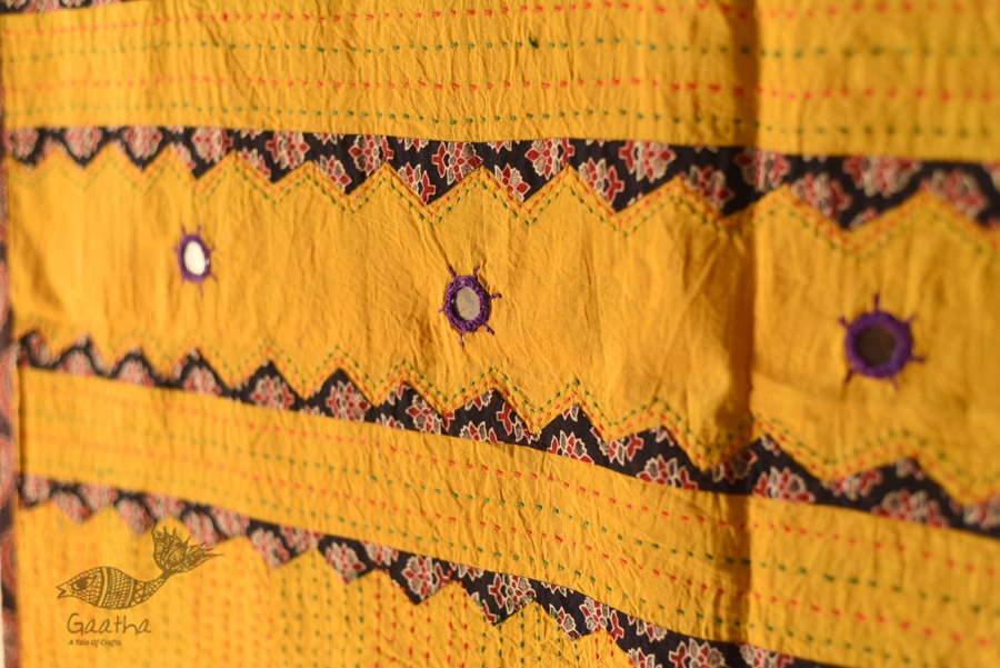 Cotton Ajrakh Applique dupatta