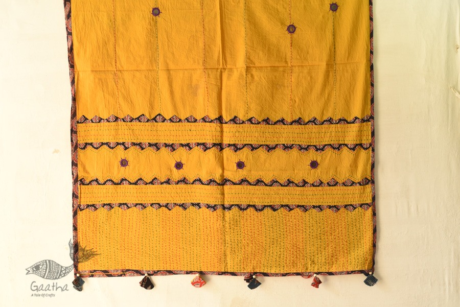 Cotton Ajrakh Applique dupatta