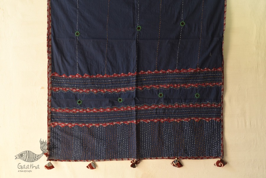 Cotton Ajrakh Applique dupatta