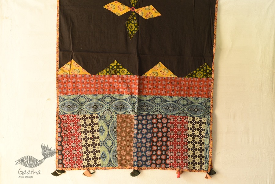 Cotton Ajrakh Applique dupatta