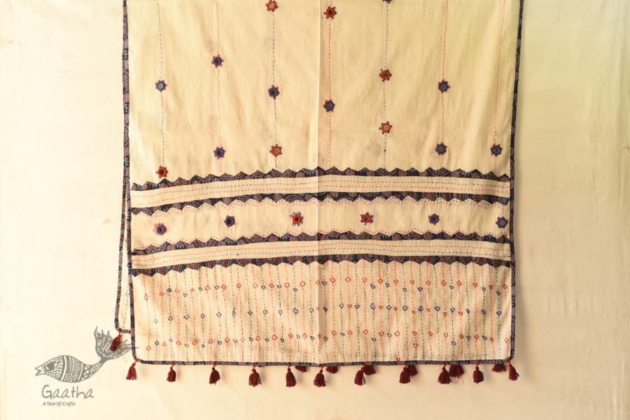 Cotton Ajrakh Applique dupatta