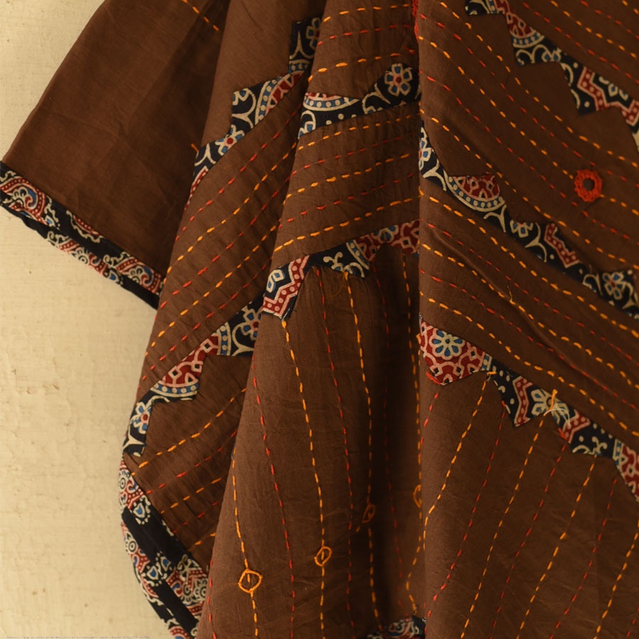 Cotton Brown Ajrakh dupatta