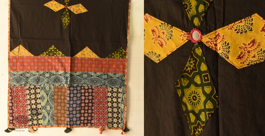 Cotton Ajrakh Applique dupatta