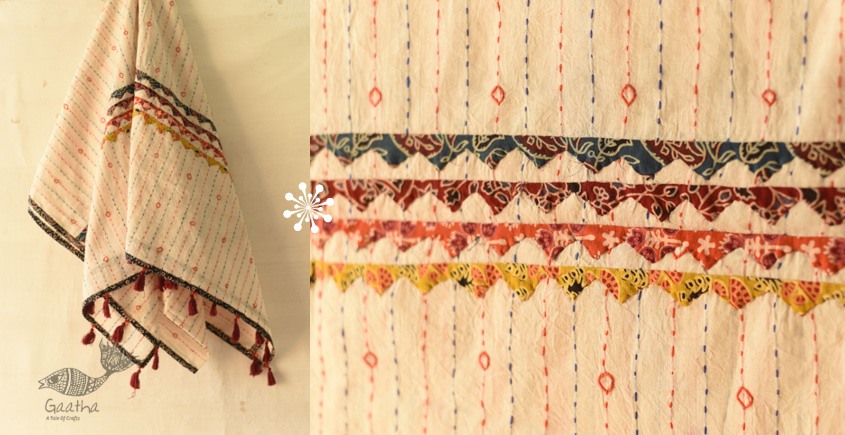 shop Embroidery & Patch Work - Cotton Off White Dupatta With Black Border