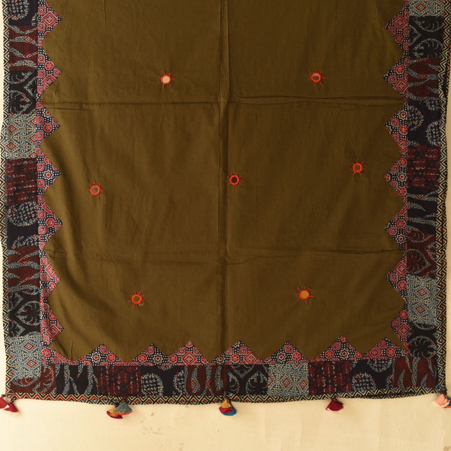 Cotton Ajrakh Brown dupatta