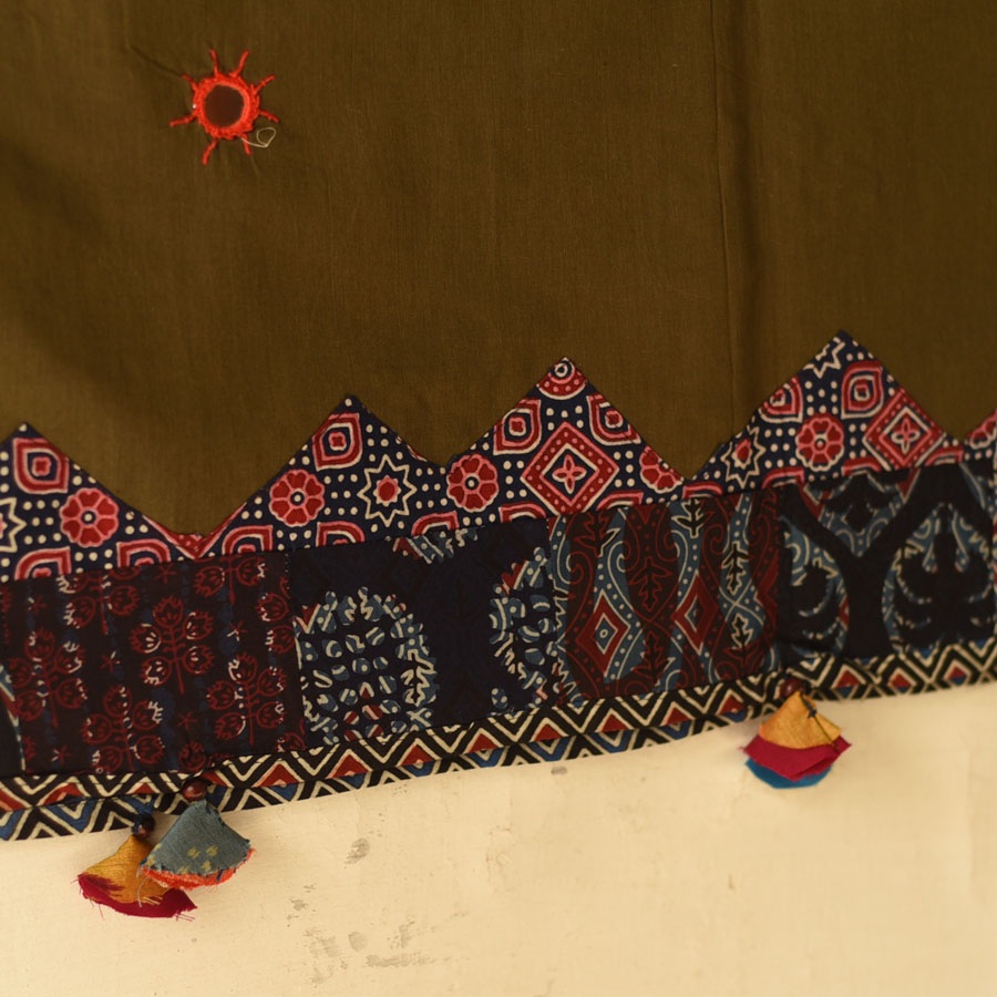 Cotton Ajrakh Brown dupatta