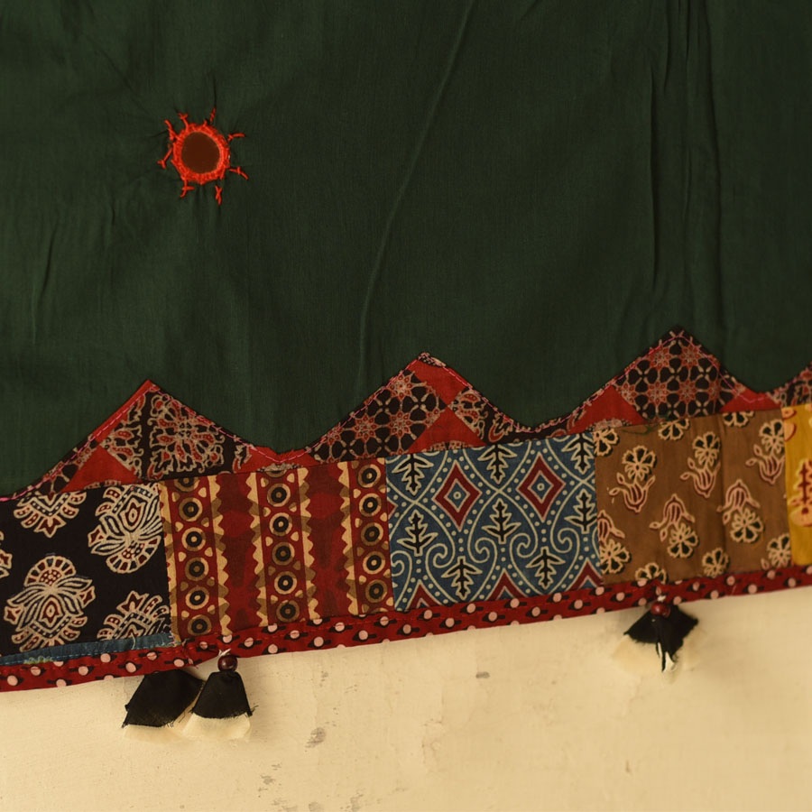 Cotton Ajrakh dupatta - Dark Green