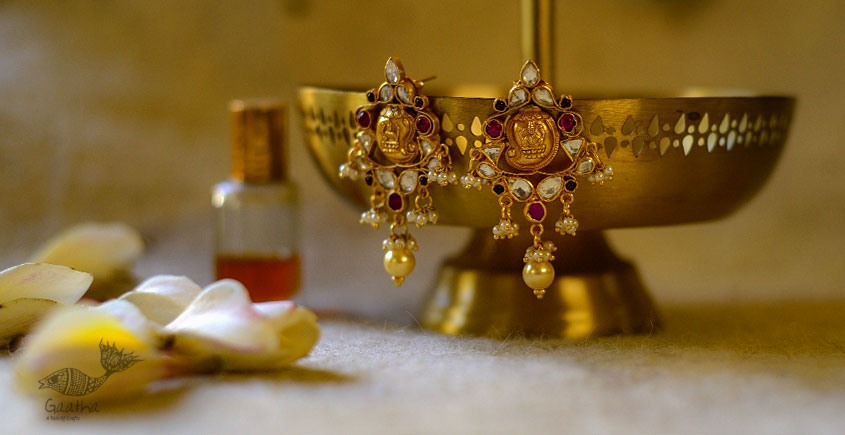 shop Pure Silver with gold polish Earring goddess lakshmi image