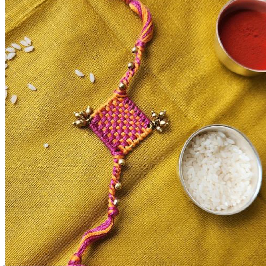 shop handmade dhokra brass rakhi Braided