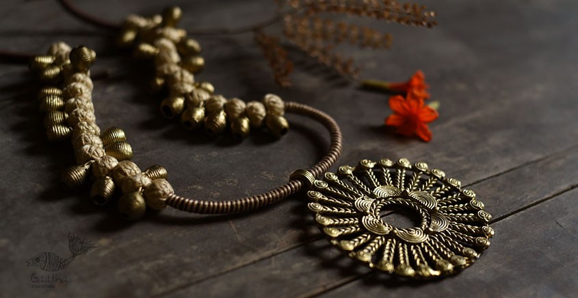 handmade dholra brass Long necklace