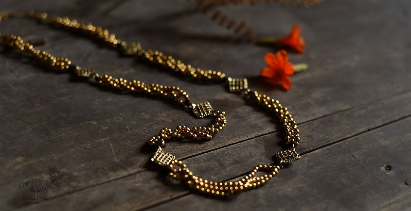 handmade dholra brass necklace/ long maala
