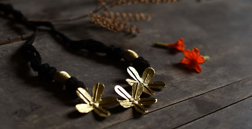 handmade Flower Design dholra brass necklace