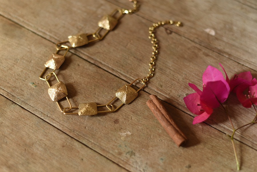 handmade Brass Dhokra Square Designer Necklace