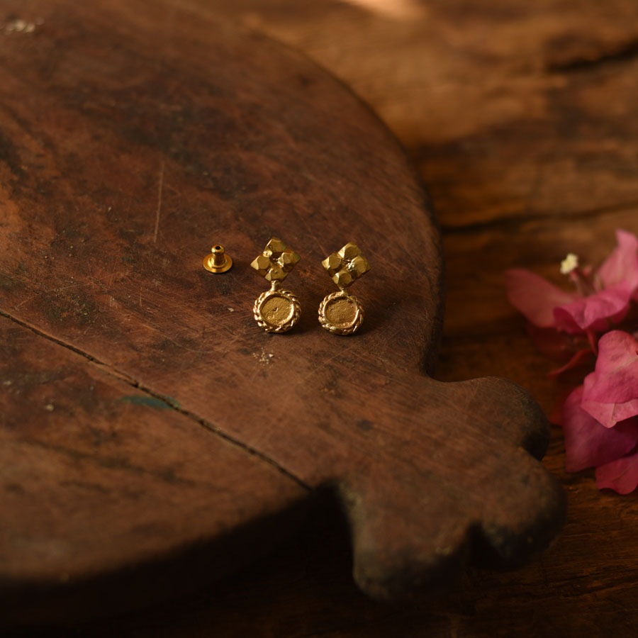 shop Handmade Dhokra Brass Stud Earring