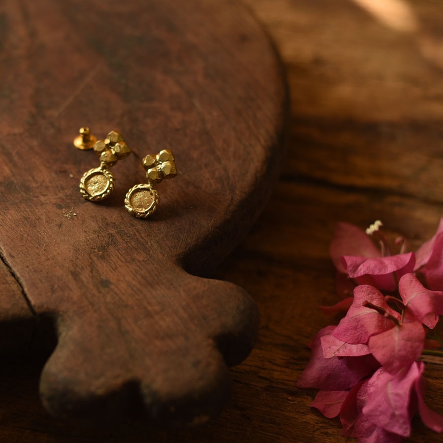 shop Handmade Dhokra Brass Stud Earring