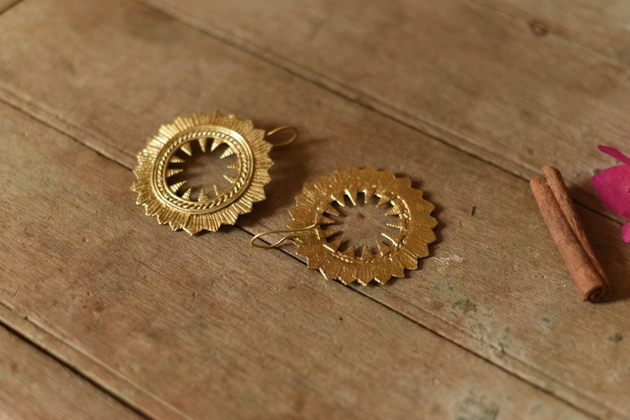 shop Brass Dhokra Square Design earring