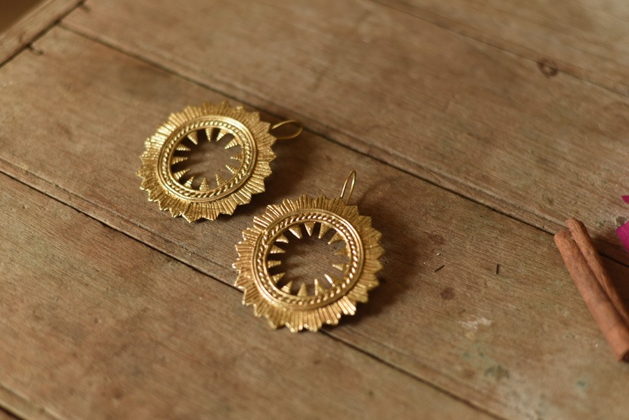 shop Brass Dhokra Square Design earring