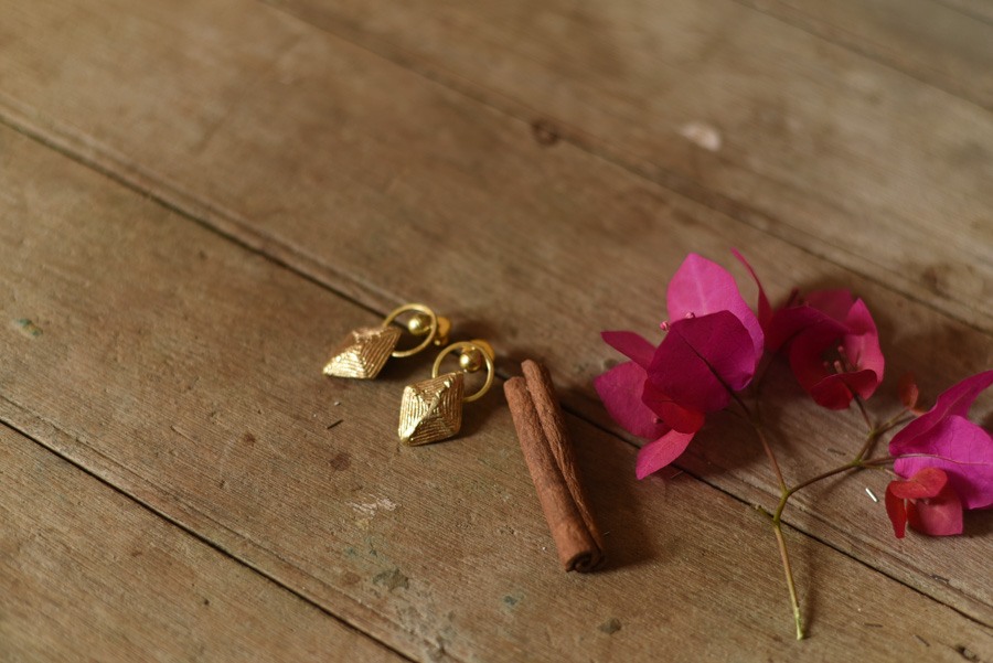 shop Brass Dhokra Square Stud earring