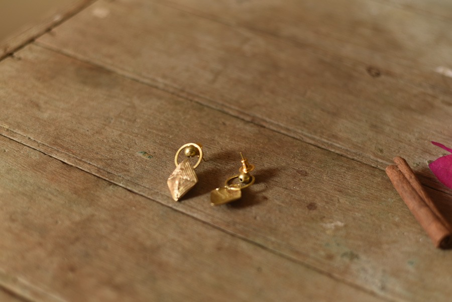 shop Brass Dhokra Square Stud earring