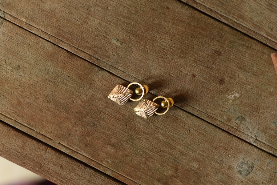 shop Brass Dhokra Square Stud earring