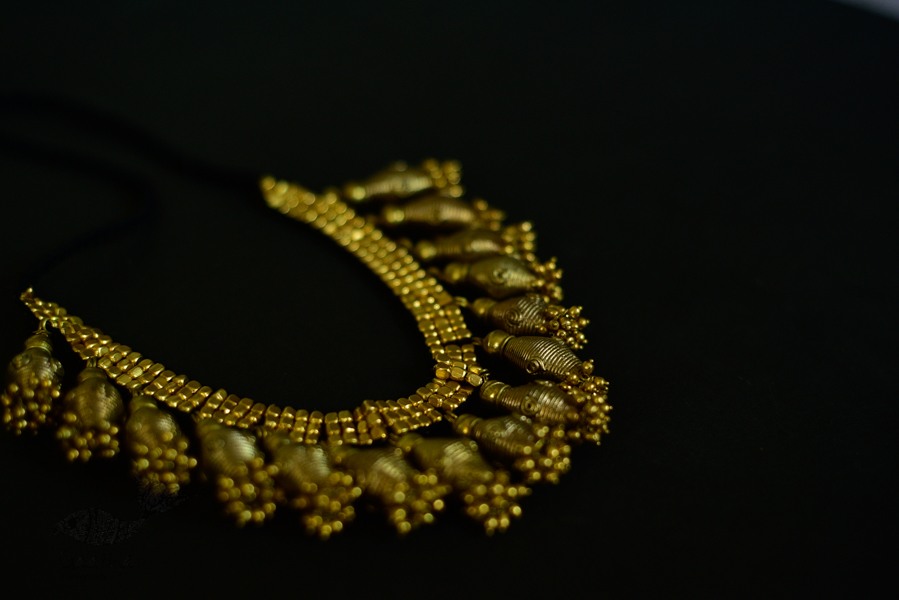 handmade dholra brass necklace