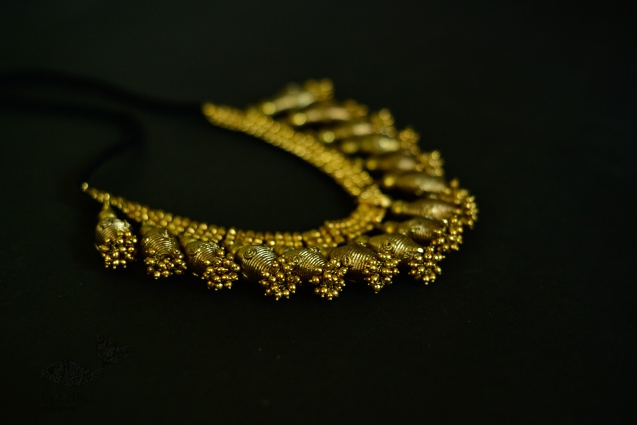 handmade dholra brass necklace