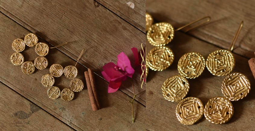 shop Brass Dhokra Square Round earring